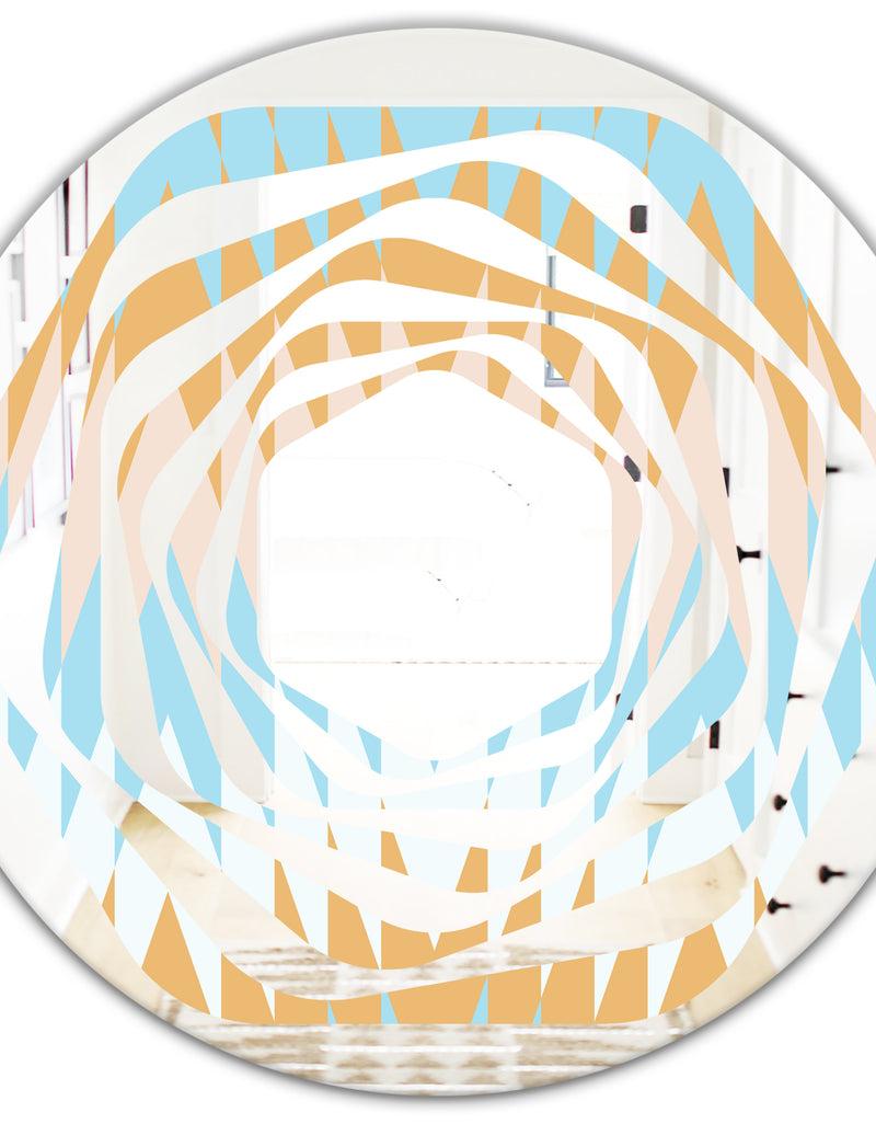 DesignQ Retro Abstract Design VI - Modern Round Or Oval Wall Mirror - Whirl