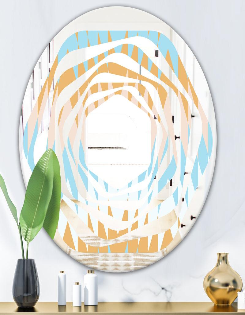 DesignQ Retro Abstract Design VI - Modern Round Or Oval Wall Mirror - Whirl