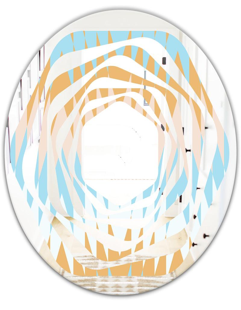 DesignQ Retro Abstract Design VI - Modern Round Or Oval Wall Mirror - Whirl
