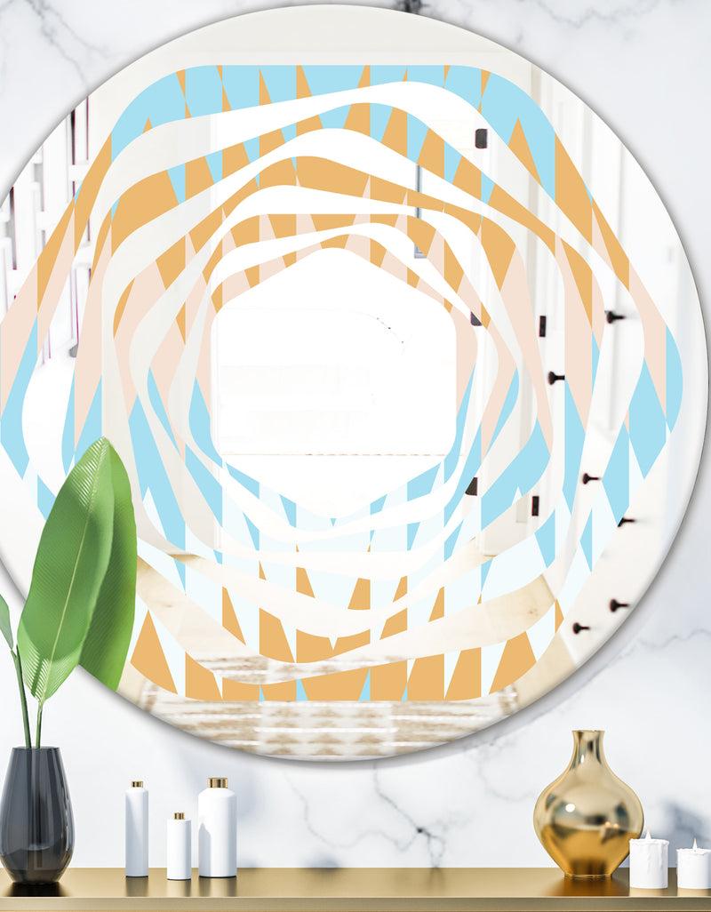 DesignQ Retro Abstract Design VI - Modern Round or Oval Wall Mirror - Whirl