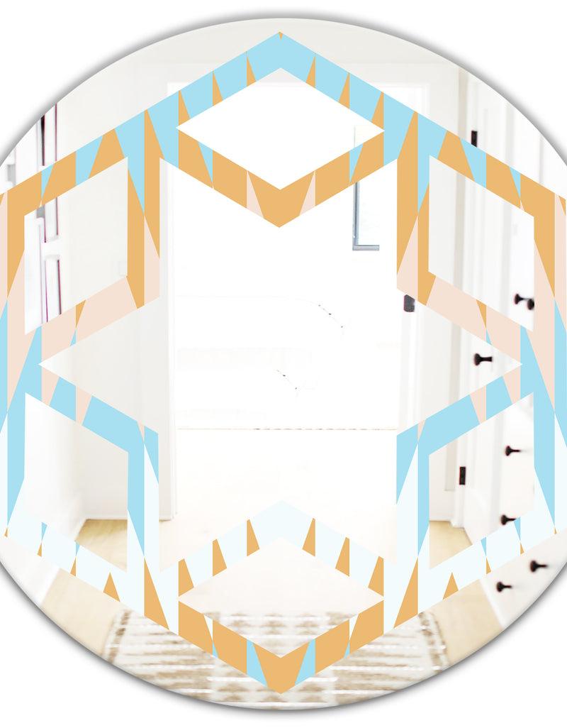 DesignQ Retro Abstract Design VI - Modern Round Or Oval Wall Mirror - Hexagon Star