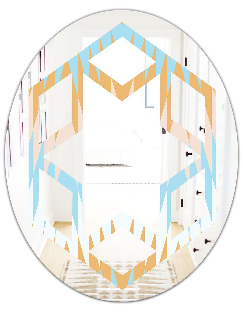 DesignQ Retro Abstract Design VI - Modern Round Or Oval Wall Mirror - Hexagon Star