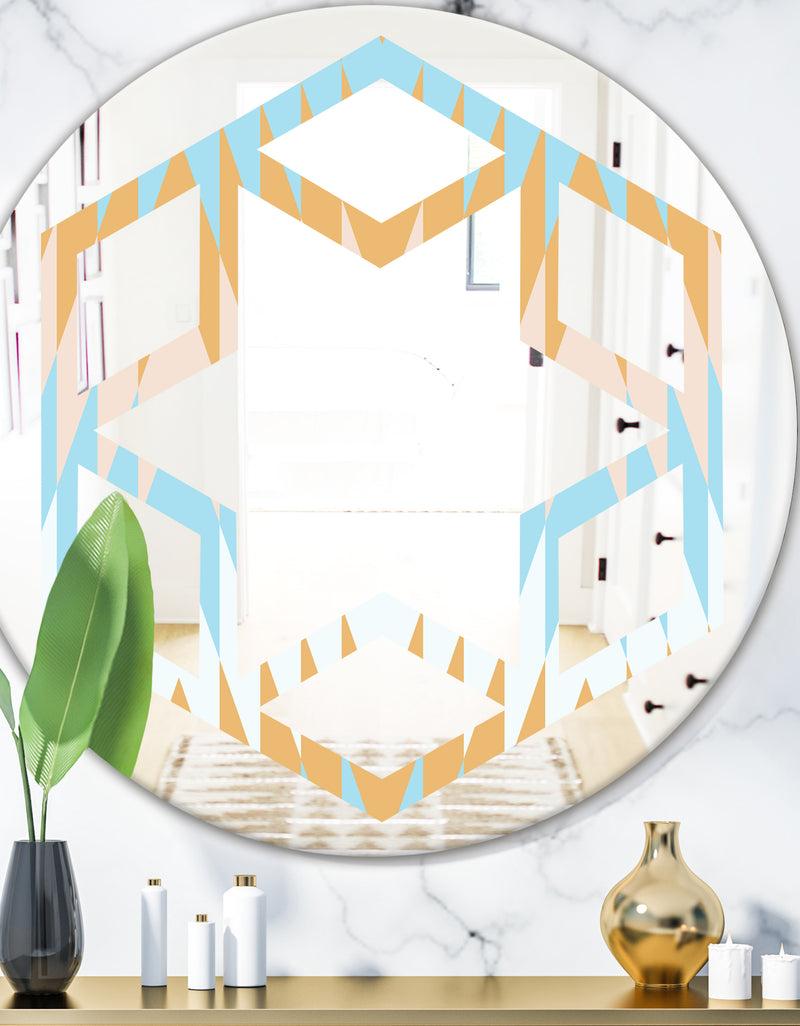 DesignQ Retro Abstract Design VI - Modern Round or Oval Wall Mirror - Hexagon Star