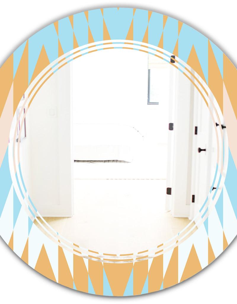 DesignQ Retro Abstract Design VI - Modern Round Or Oval Wall Mirror - Triple C