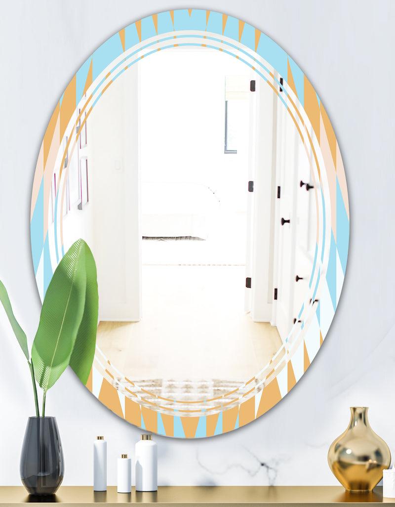 DesignQ Retro Abstract Design VI - Modern Round Or Oval Wall Mirror - Triple C
