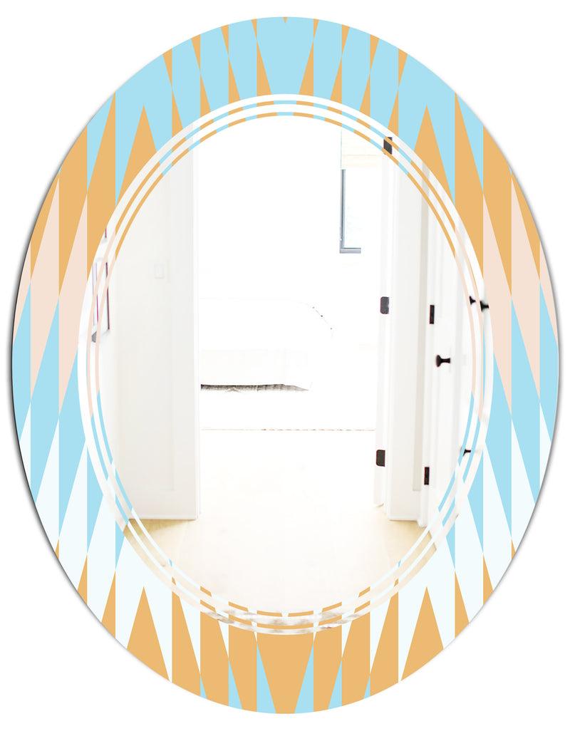 DesignQ Retro Abstract Design VI - Modern Round Or Oval Wall Mirror - Triple C