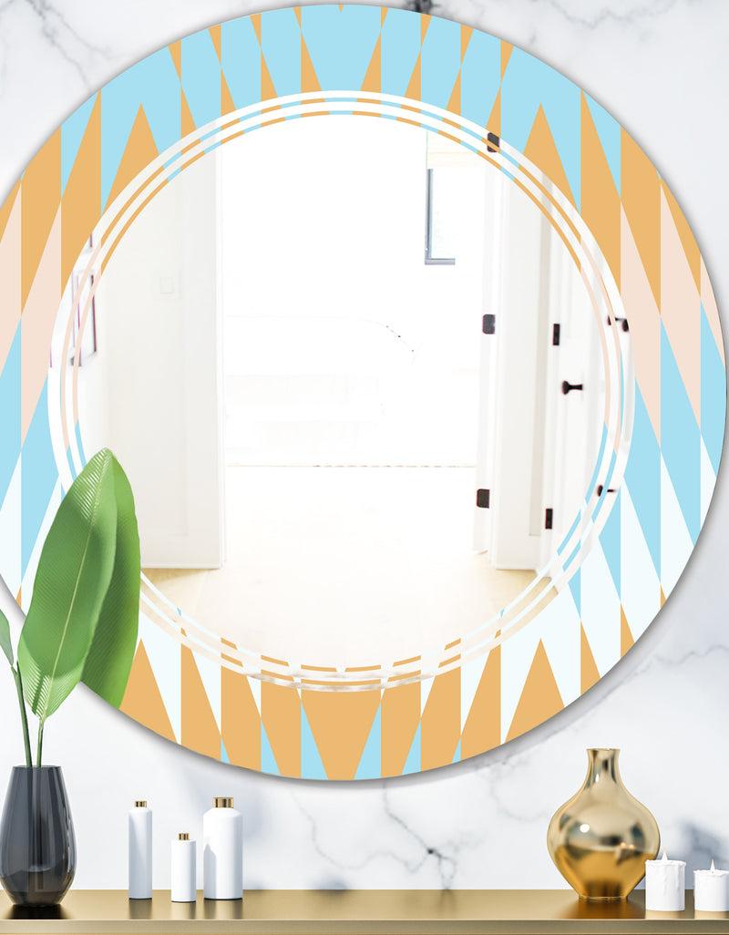 DesignQ Retro Abstract Design VI - Modern Round or Oval Wall Mirror - Triple C