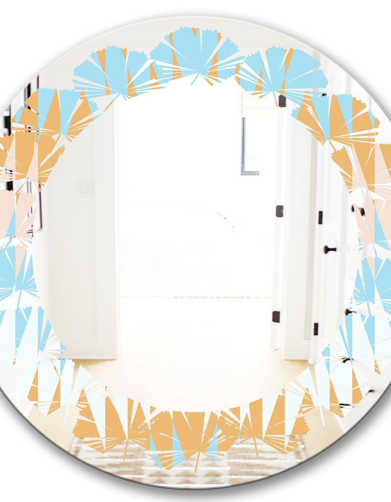 DesignQ Retro Abstract Design VI - Modern Round Or Oval Wall Mirror - Leaves