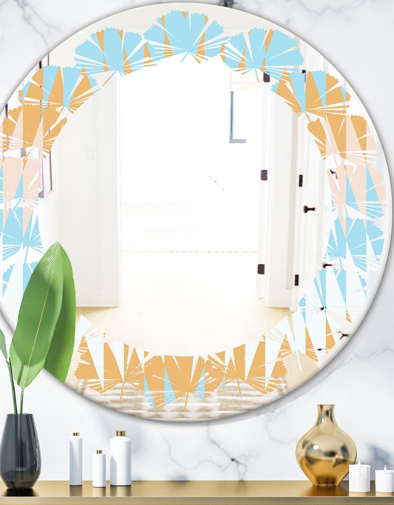 DesignQ Retro Abstract Design VI - Modern Round or Oval Wall Mirror - Leaves