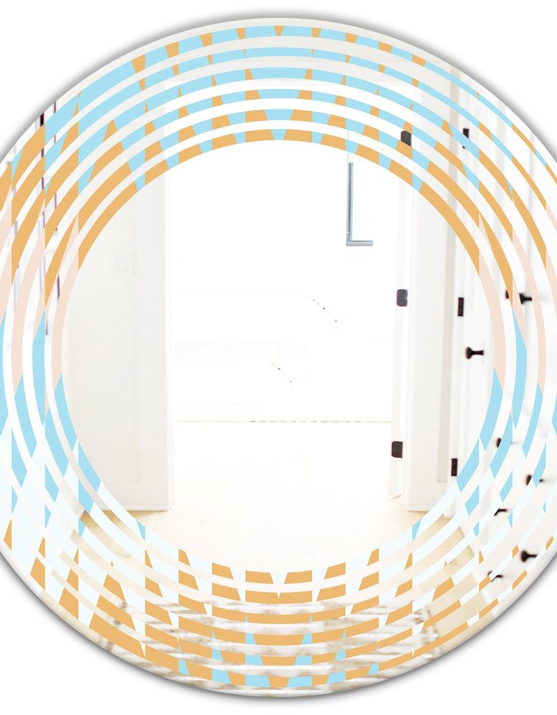 DesignQ Retro Abstract Design VI - Modern Round Or Oval Wall Mirror - Wave
