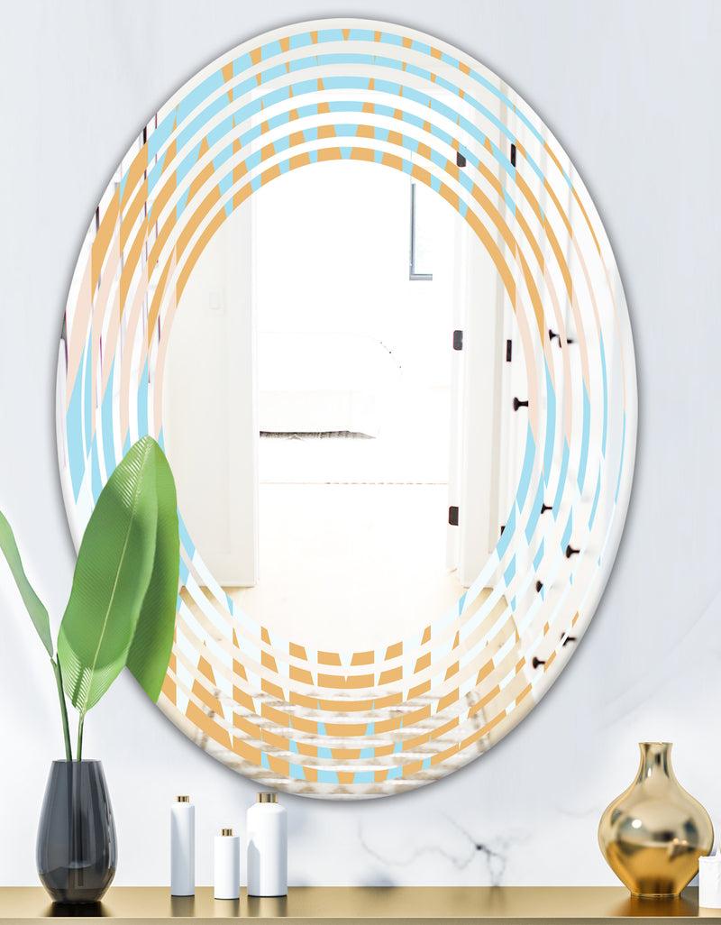 DesignQ Retro Abstract Design VI - Modern Round Or Oval Wall Mirror - Wave