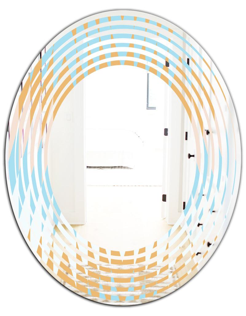 DesignQ Retro Abstract Design VI - Modern Round Or Oval Wall Mirror - Wave