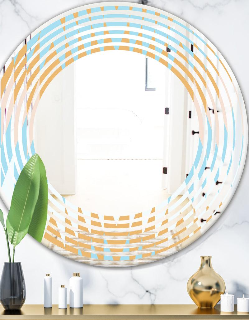 DesignQ Retro Abstract Design VI - Modern Round or Oval Wall Mirror - Wave