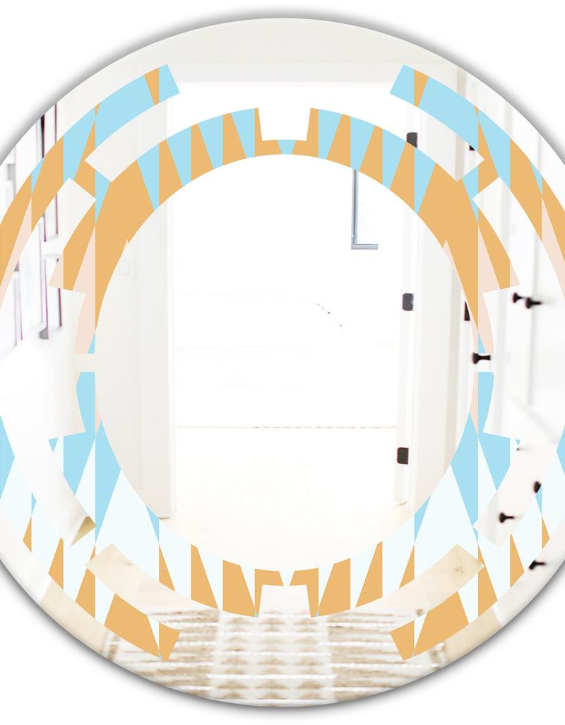 DesignQ Retro Abstract Design VI - Modern Round Or Oval Wall Mirror - Space