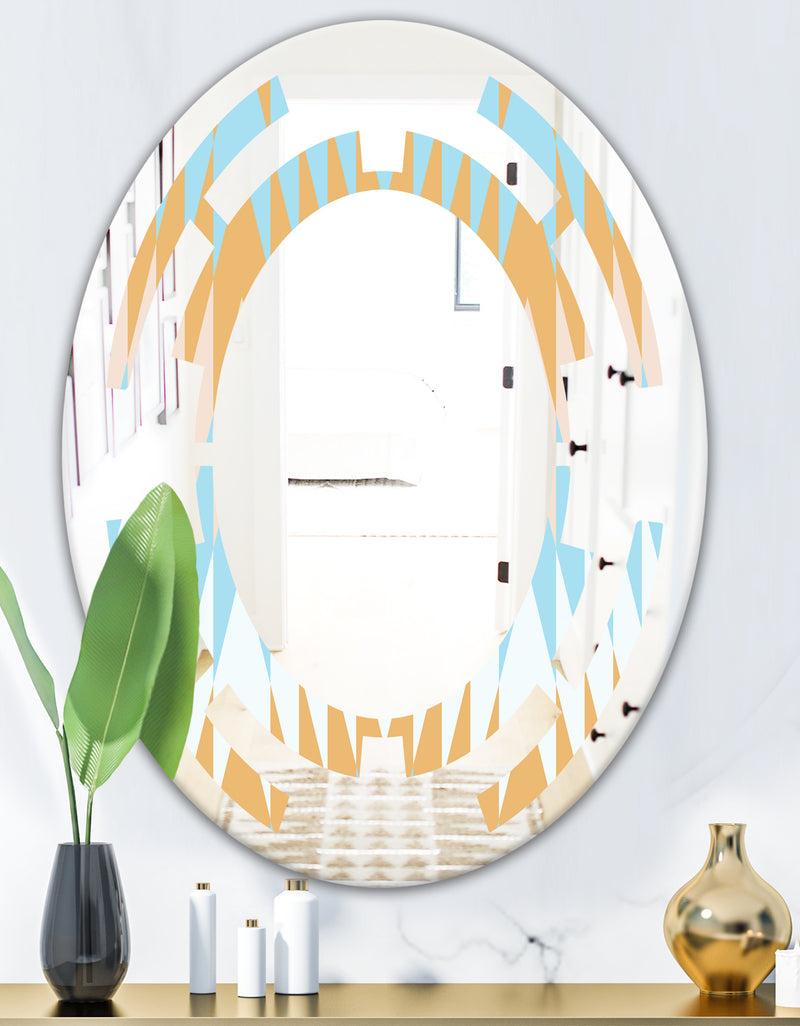 DesignQ Retro Abstract Design VI - Modern Round Or Oval Wall Mirror - Space