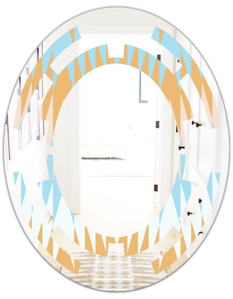 DesignQ Retro Abstract Design VI - Modern Round Or Oval Wall Mirror - Space