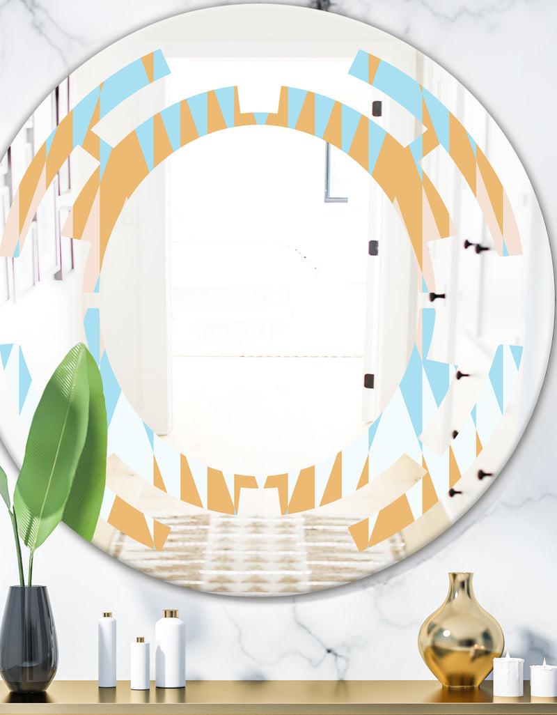 DesignQ Retro Abstract Design VI - Modern Round or Oval Wall Mirror - Space