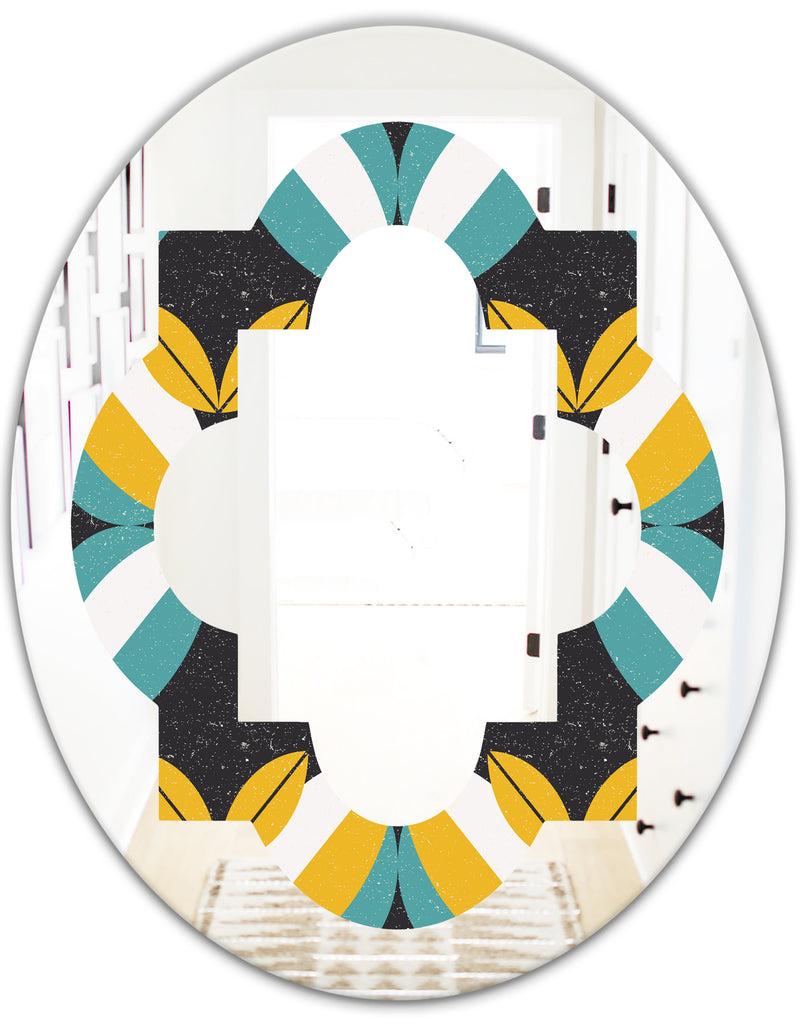 DesignQ Retro Abstract Design VII - Modern Round Or Oval Wall Mirror - Quatrefoil