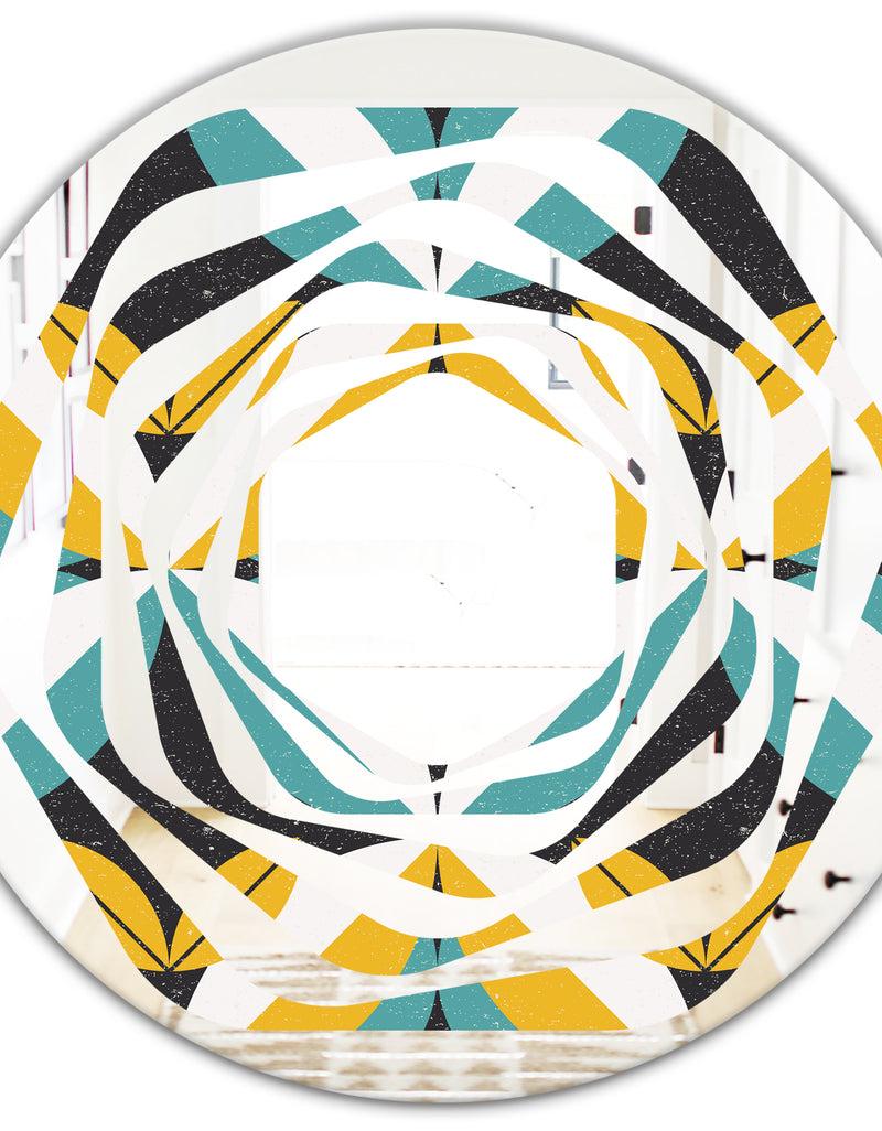DesignQ Retro Abstract Design VII - Modern Round Or Oval Wall Mirror - Whirl