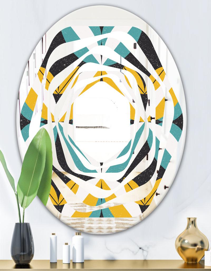 DesignQ Retro Abstract Design VII - Modern Round Or Oval Wall Mirror - Whirl