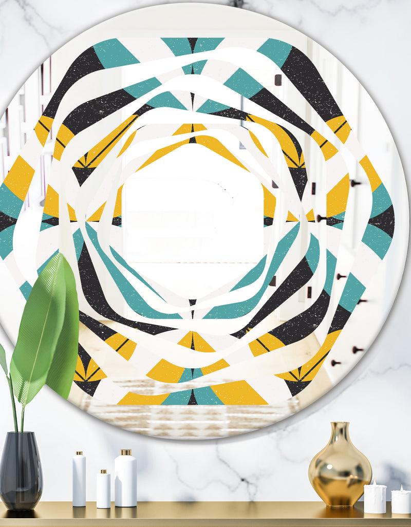 DesignQ Retro Abstract Design VII - Modern Round or Oval Wall Mirror - Whirl