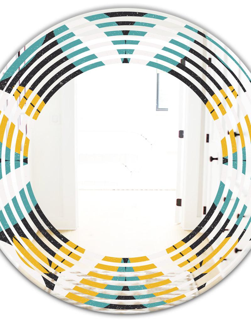 DesignQ Retro Abstract Design VII - Modern Round Or Oval Wall Mirror - Wave