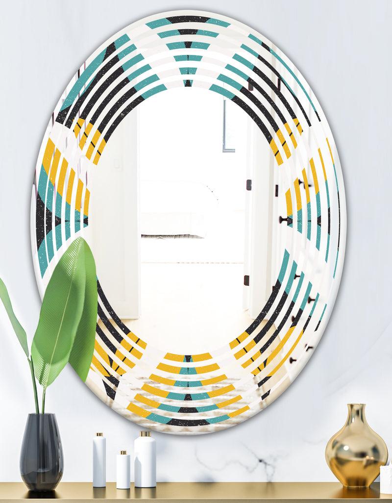 DesignQ Retro Abstract Design VII - Modern Round Or Oval Wall Mirror - Wave