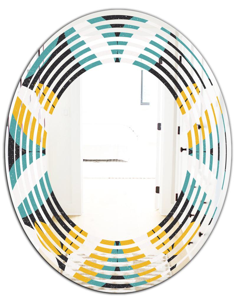 DesignQ Retro Abstract Design VII - Modern Round Or Oval Wall Mirror - Wave