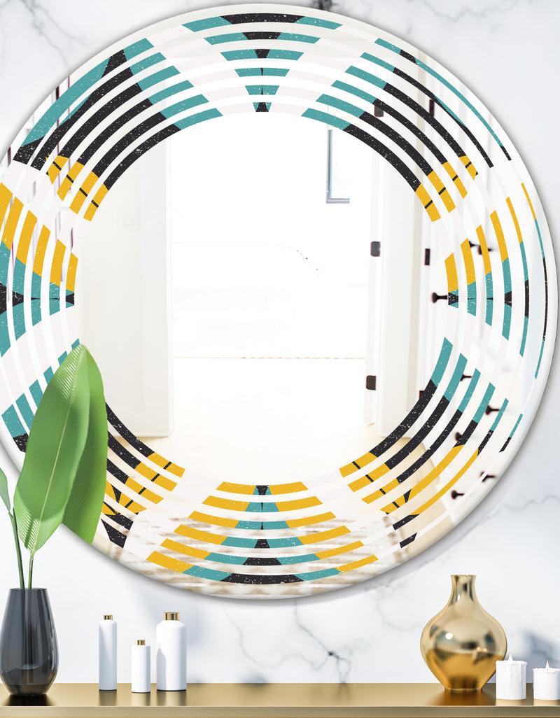 DesignQ Retro Abstract Design VII - Modern Round or Oval Wall Mirror - Wave