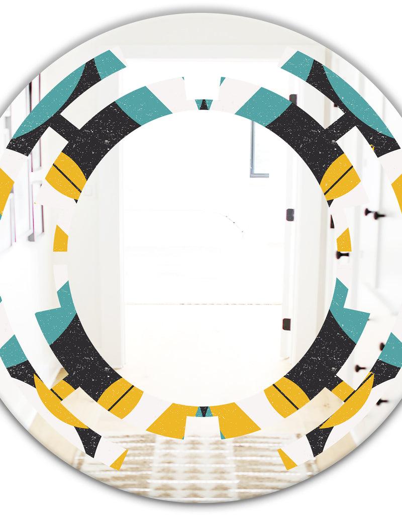 DesignQ Retro Abstract Design VII - Modern Round Or Oval Wall Mirror - Space