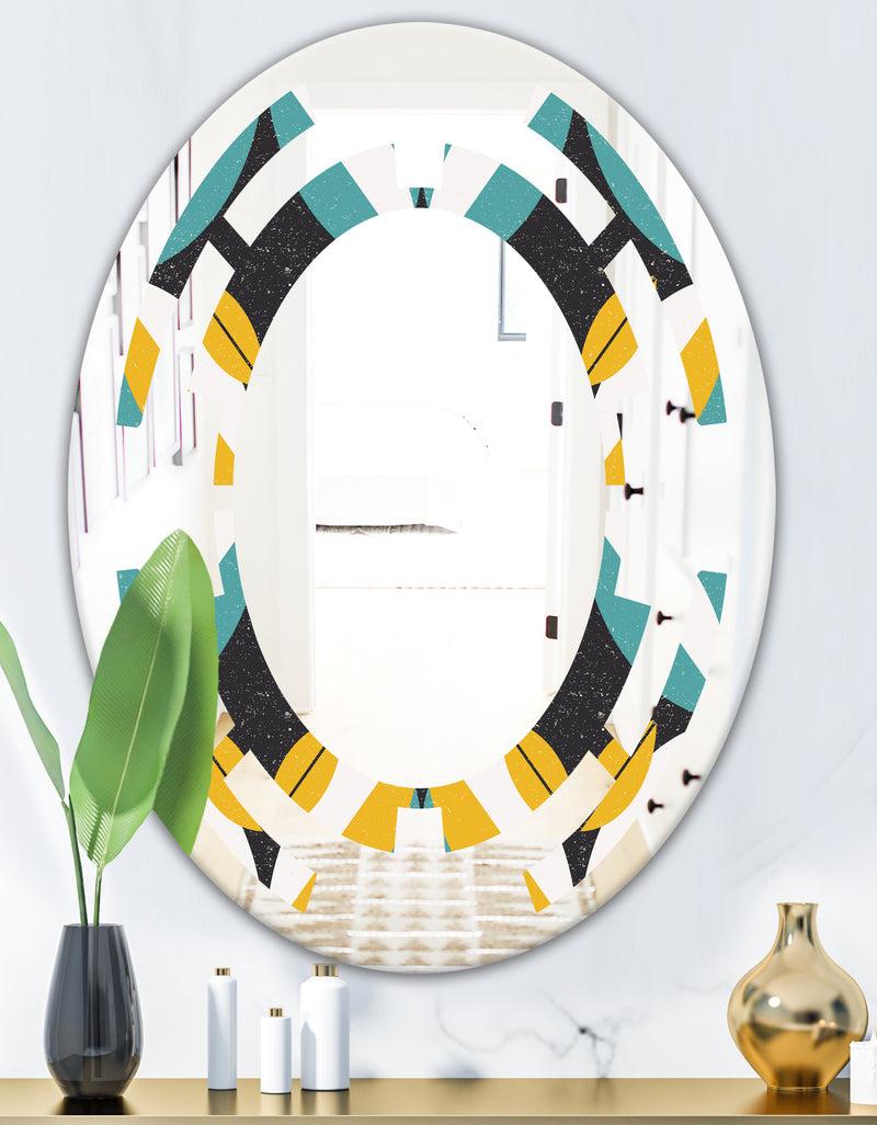 DesignQ Retro Abstract Design VII - Modern Round Or Oval Wall Mirror - Space