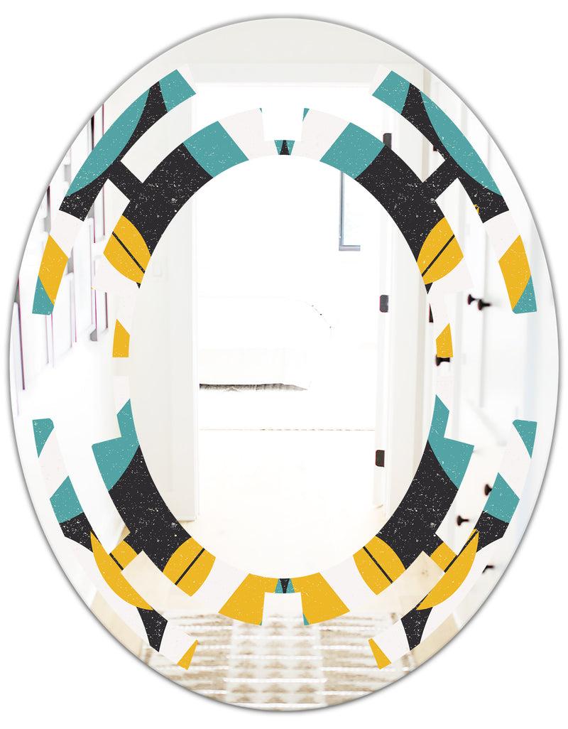 DesignQ Retro Abstract Design VII - Modern Round Or Oval Wall Mirror - Space