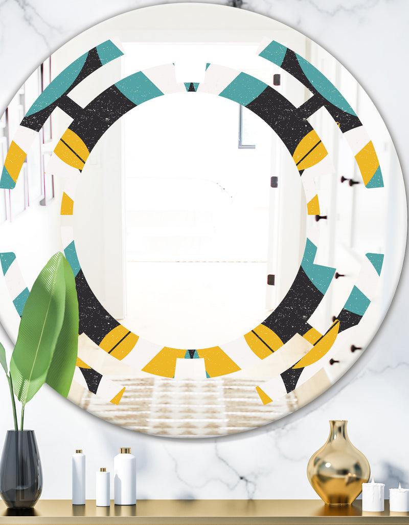 DesignQ Retro Abstract Design VII - Modern Round or Oval Wall Mirror - Space