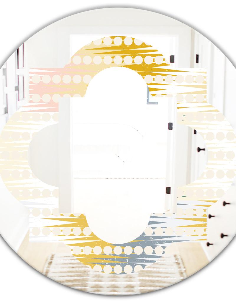 DesignQ Retro Abstract Design VIII - Modern Round Or Oval Wall Mirror - Quatrefoil