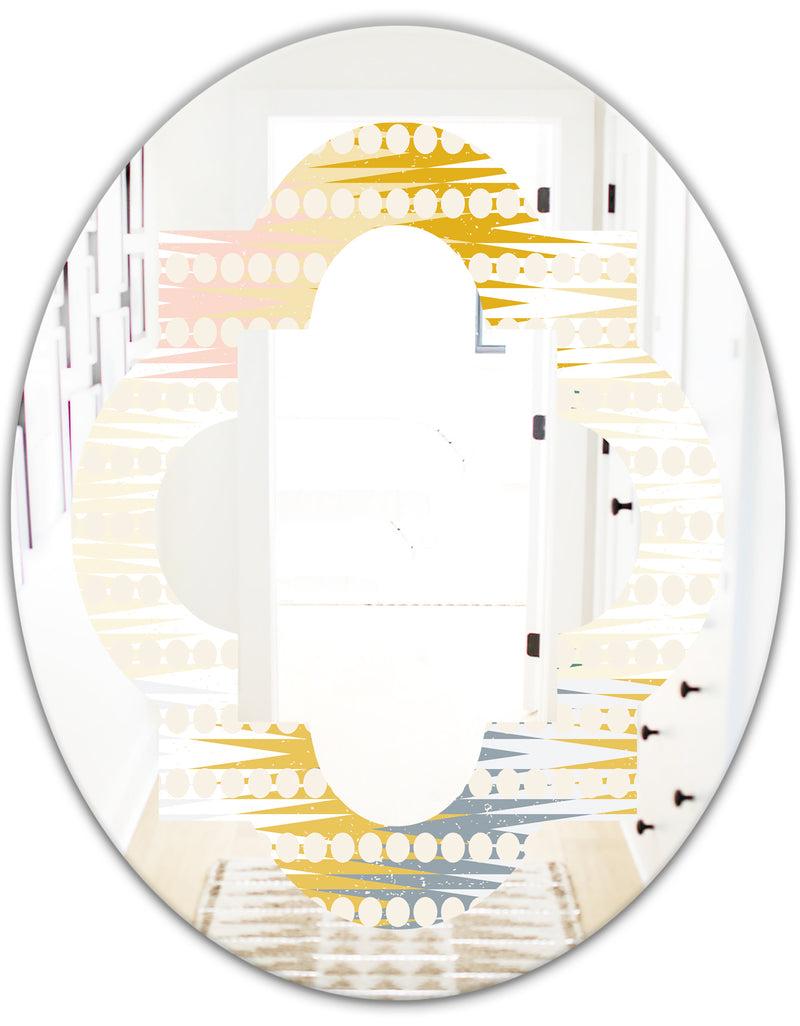 DesignQ Retro Abstract Design VIII - Modern Round Or Oval Wall Mirror - Quatrefoil