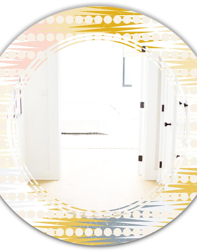 DesignQ Retro Abstract Design VIII - Modern Round Or Oval Wall Mirror - Triple C