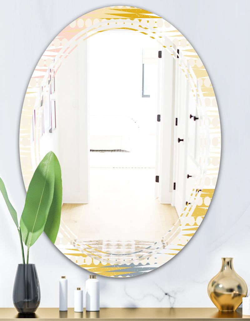 DesignQ Retro Abstract Design VIII - Modern Round Or Oval Wall Mirror - Triple C