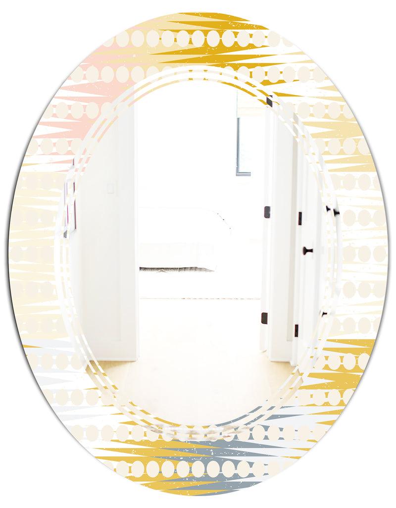 DesignQ Retro Abstract Design VIII - Modern Round Or Oval Wall Mirror - Triple C