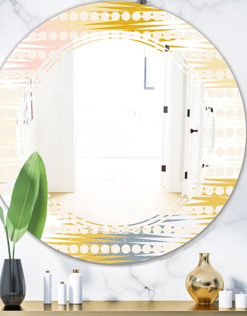 DesignQ Retro Abstract Design VIII - Modern Round or Oval Wall Mirror - Triple C