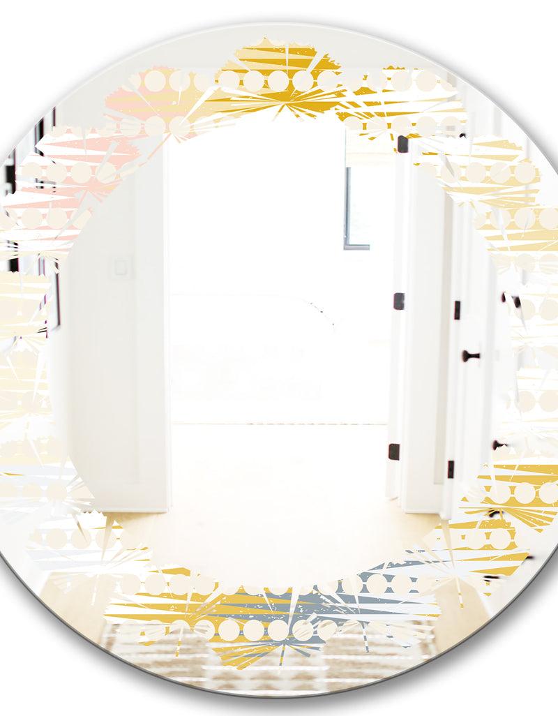 DesignQ Retro Abstract Design VIII - Modern Round Or Oval Wall Mirror - Leaves