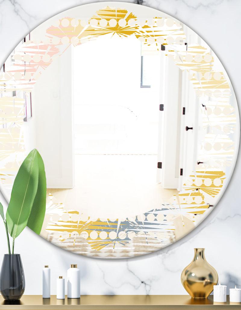DesignQ Retro Abstract Design VIII - Modern Round or Oval Wall Mirror - Leaves