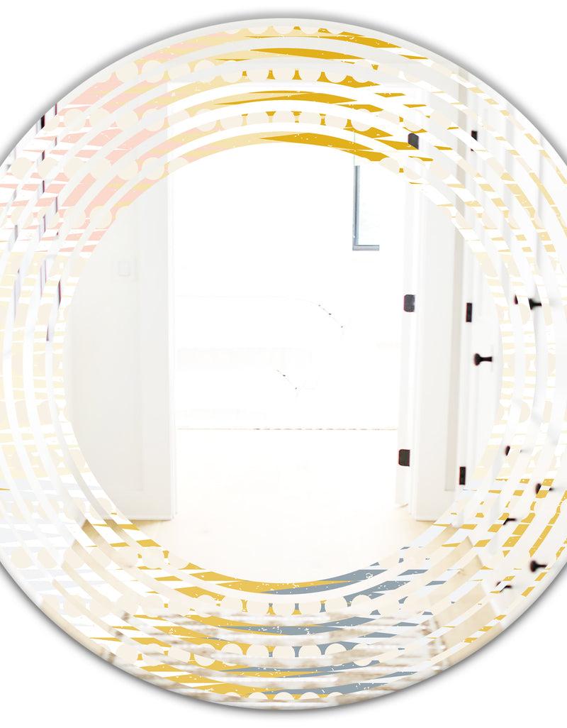 DesignQ Retro Abstract Design VIII - Modern Round Or Oval Wall Mirror - Wave