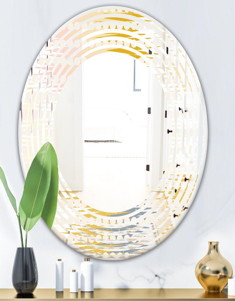DesignQ Retro Abstract Design VIII - Modern Round Or Oval Wall Mirror - Wave