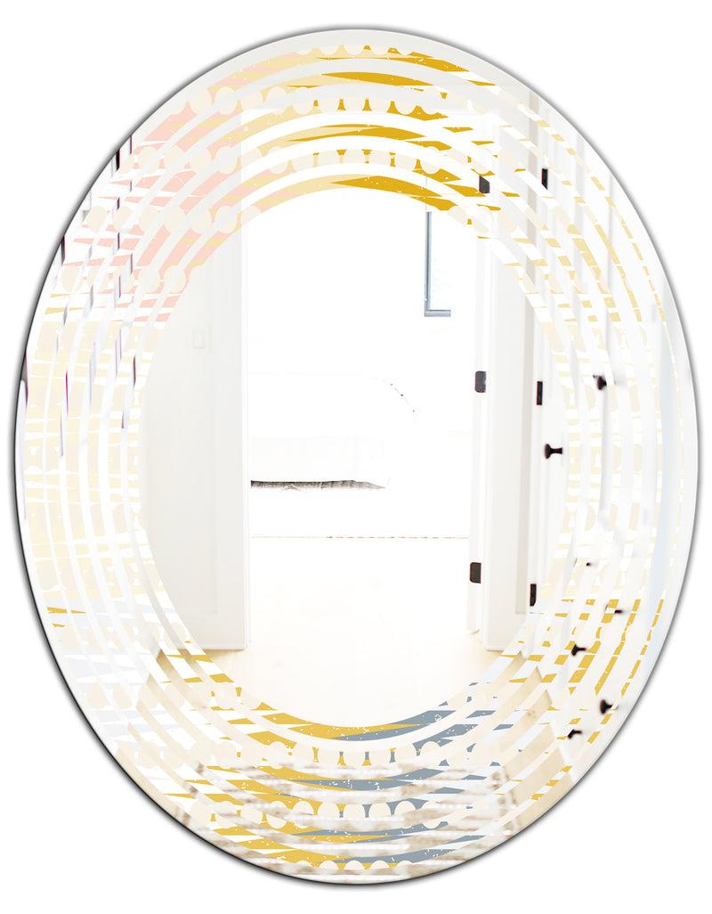 DesignQ Retro Abstract Design VIII - Modern Round Or Oval Wall Mirror - Wave