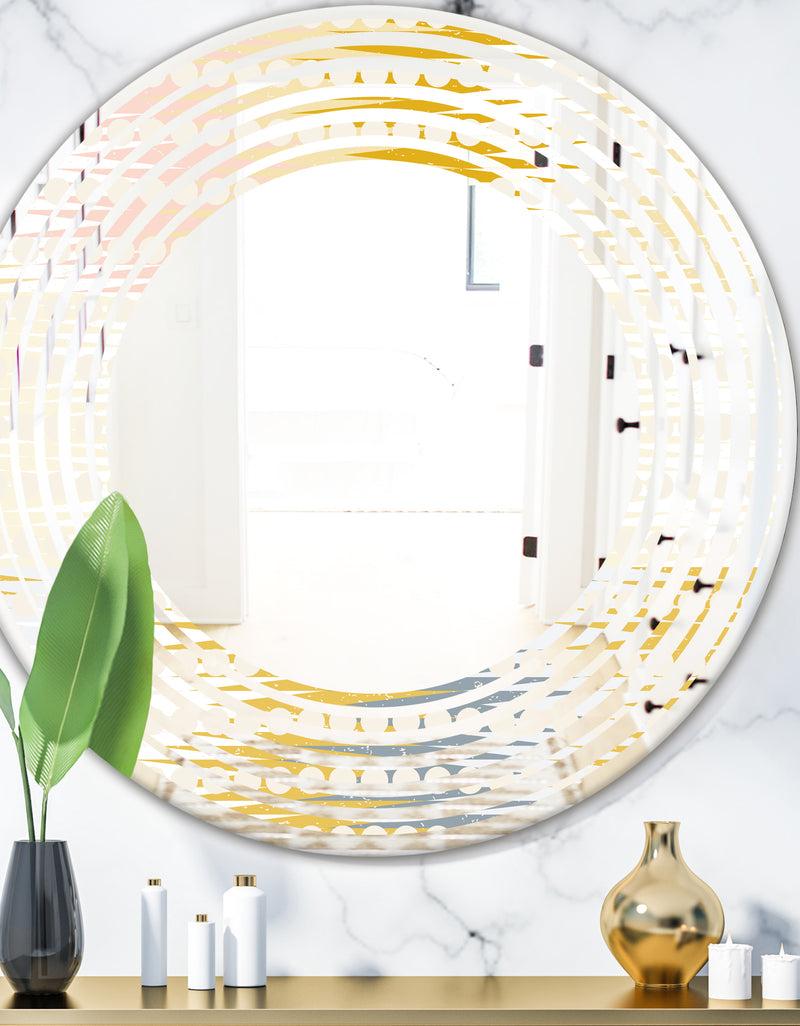 DesignQ Retro Abstract Design VIII - Modern Round or Oval Wall Mirror - Wave