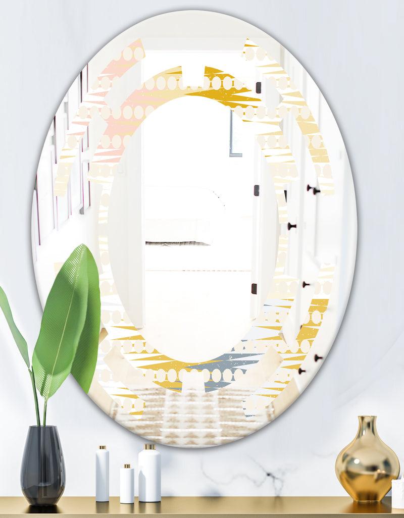 DesignQ Retro Abstract Design VIII - Modern Round Or Oval Wall Mirror - Space