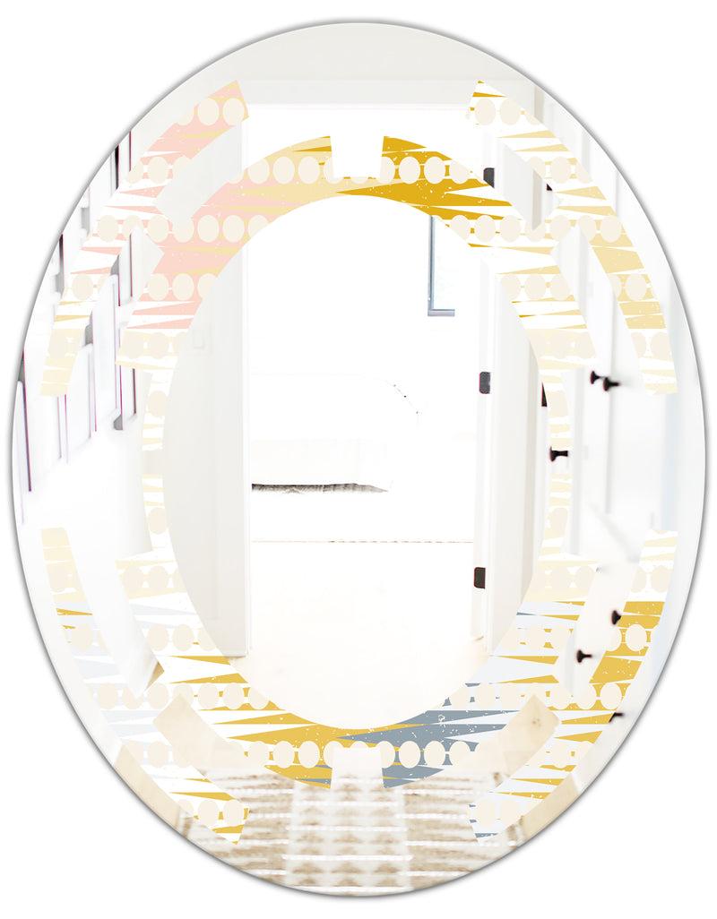 DesignQ Retro Abstract Design VIII - Modern Round Or Oval Wall Mirror - Space