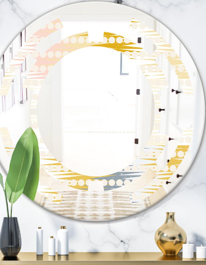 DesignQ Retro Abstract Design VIII - Modern Round or Oval Wall Mirror - Space