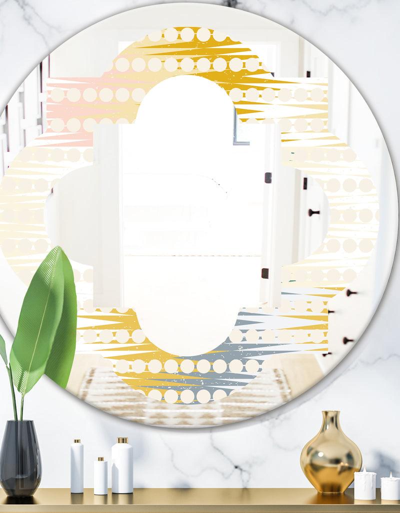 DesignQ Retro Abstract Design VIII - Modern Round or Oval Wall Mirror - Quatrefoil