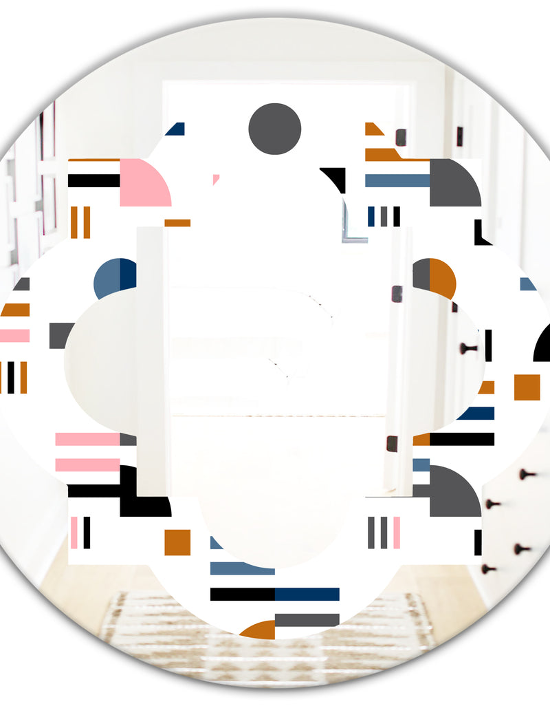 DesignQ Retro Abstract Design XI - Modern Round Or Oval Wall Mirror - Quatrefoil